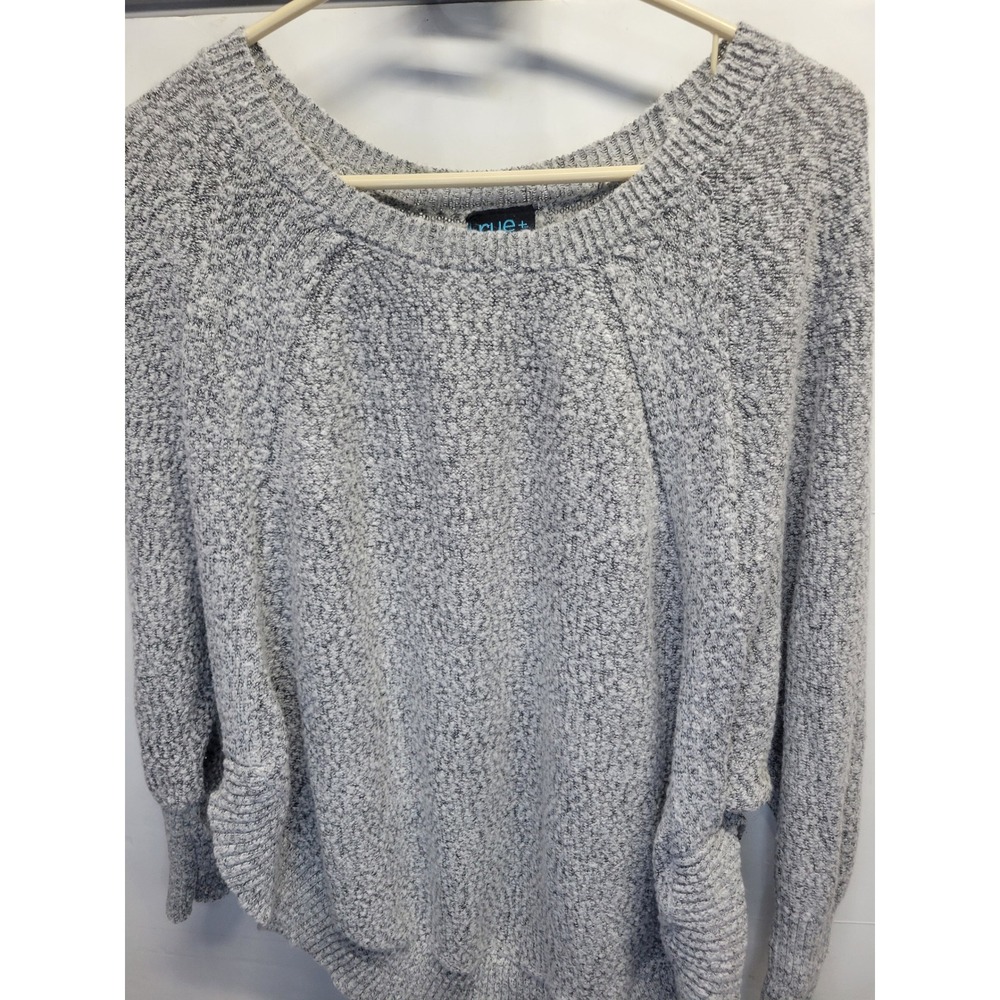 Rue+ Plus Size 1X Grey Marl Knit Sweater Oversized Dolman Scoop Neck‎ Pullover